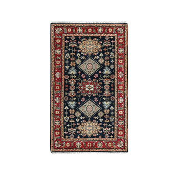 3'X5' Denim Black Karjihooz Design Natural Wool Hand Knotted Oriental Rug