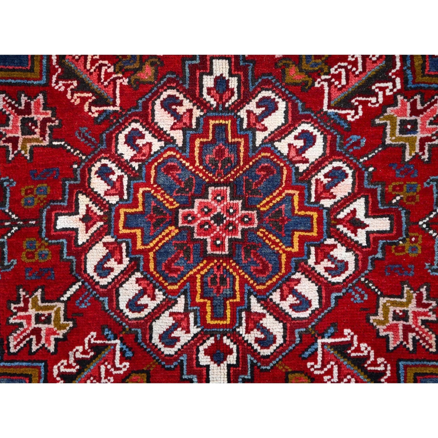 8'7'X11'1" Red Vibrant Wool Tribal Village Nomad Art Vintage Oriental Rug