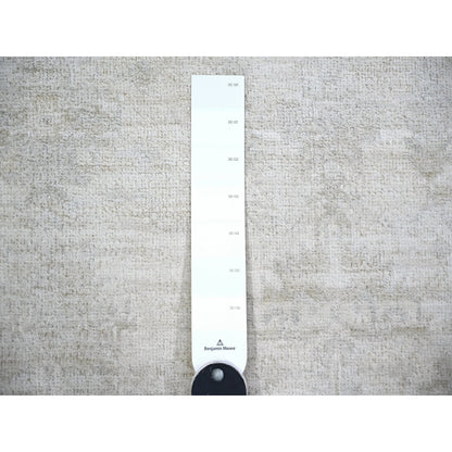 3'10"X5'10" Ivory Wool Hand Knotted Washed Out Peshawar Oriental Rug