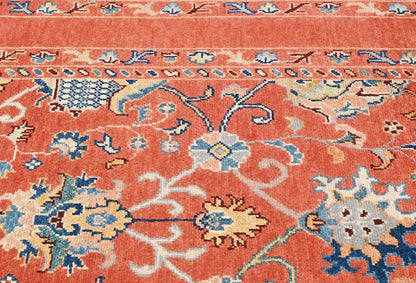 Orange Kazak Peshawar Rug 4X6 Ft Tribal Floral