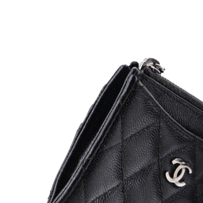 Chanel Cc Zip Card Holder Quilted Caviar