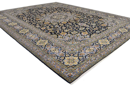 Handmade Oriental Rug Purple-Navy Medallion