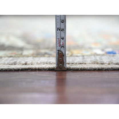 10'X13'4" Stone Gray Peshawar Heris All Over Design Wool Hand Knotted Rug