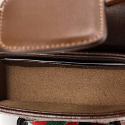 Gucci Horsebit 1955 Flap Wallet With Strap Gg Coated Canvas