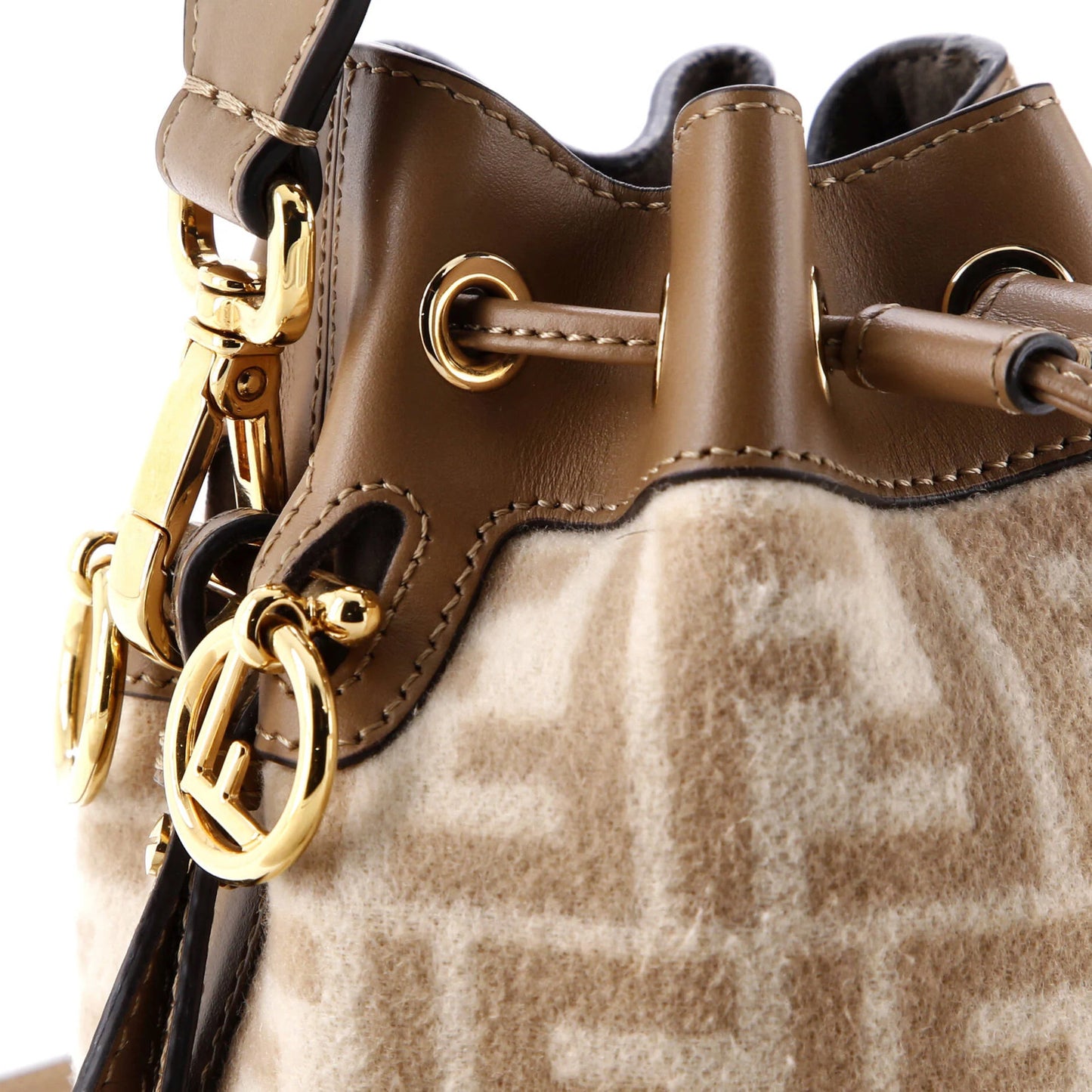 Fendi Mon Tresor Bucket Bag Zucca Wool With Leather Mini