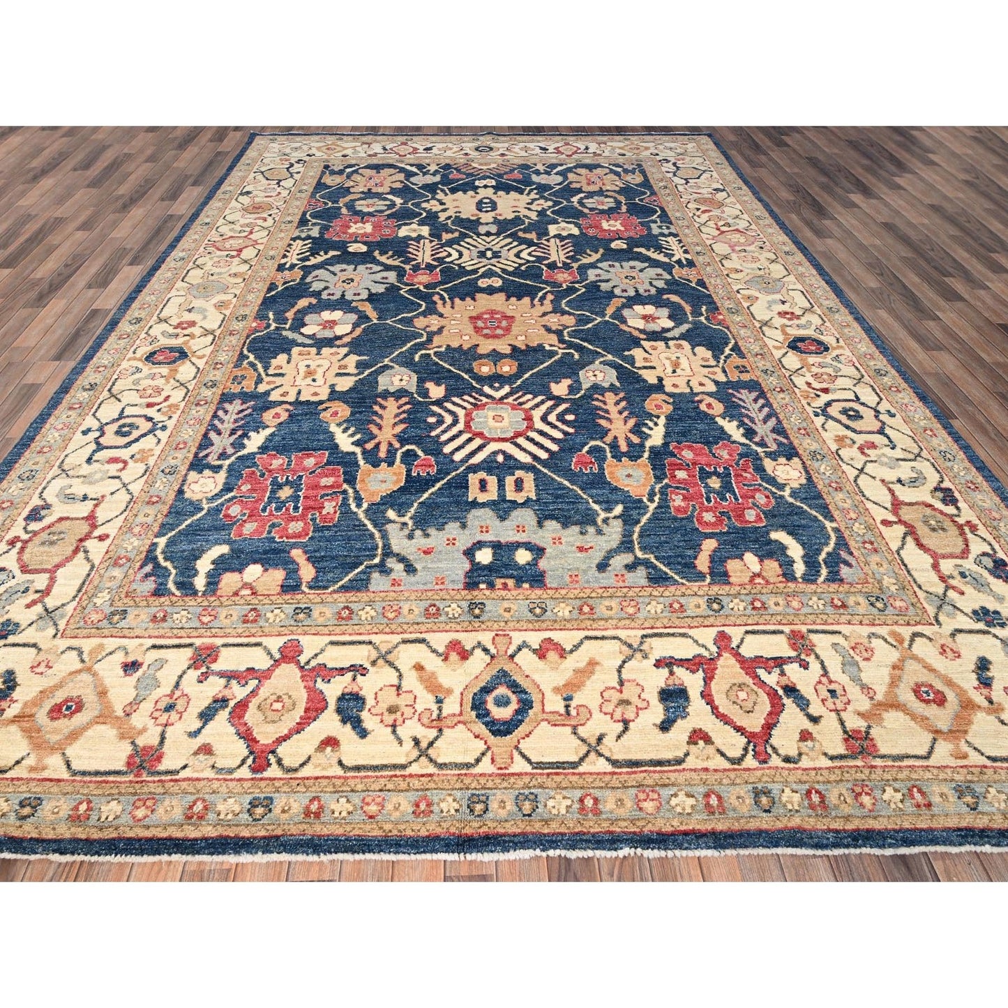 10'1"X14'1" Yale Blue Afghan Oushak Hand Knotted Wool Supple Collection Rug