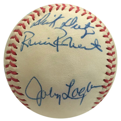 Hof & Stars Autographed Atlanta Braves Logo Baseball W/ Jenkins, Brock, Cepeda
