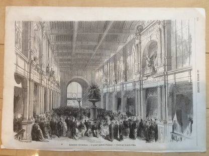 Paris Exposition Universelle 1867 Grand Vestibule Interior Original Engraving