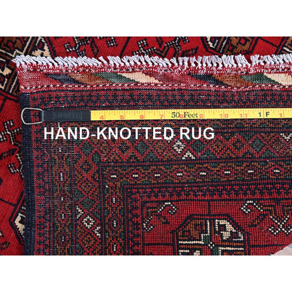 2'8"X3'9" Red Princess Bokara Geometric Design Soft Wool Hand Knotted Rug