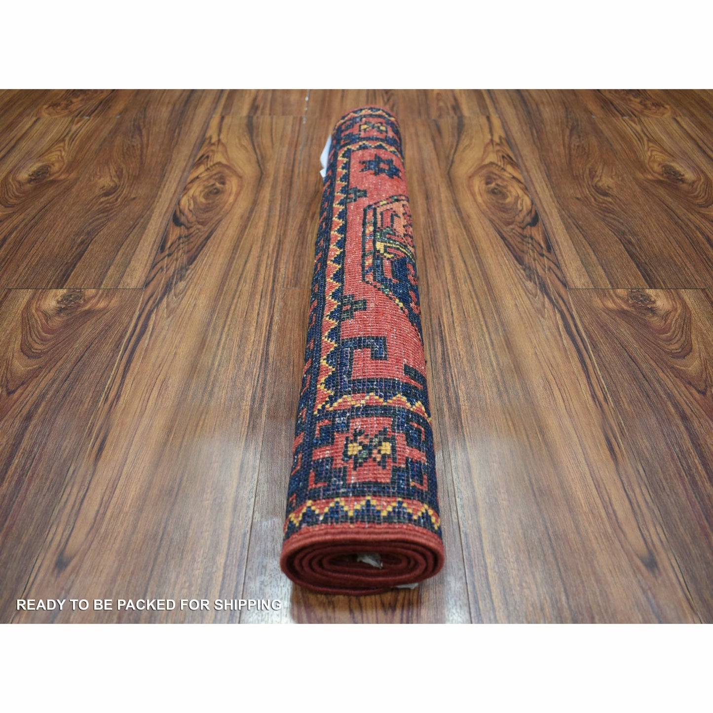 2'1"X3'5" Coral Red Afghan Ersari Hand Knotted Pure Wool Oriental Rug