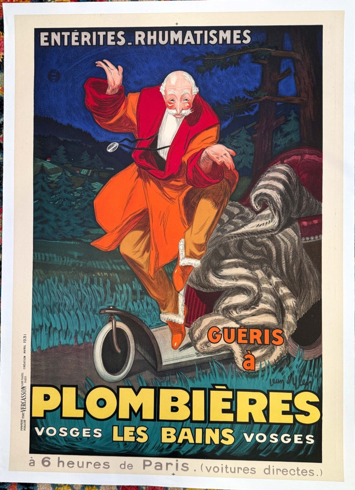 Jean D'Ylen Plombieres Les Bains Authentic  1931 Original French Travel Poster