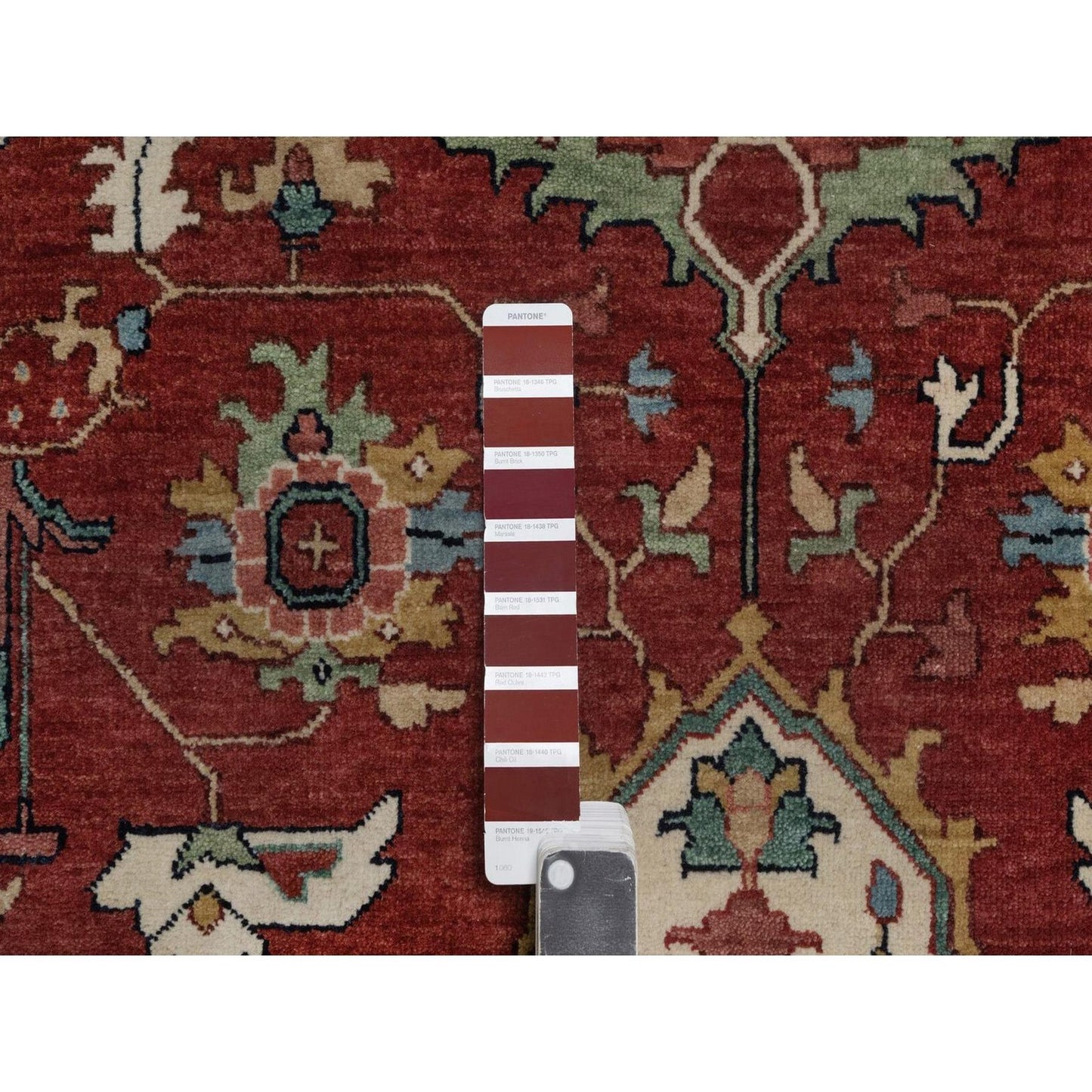 6'1"x9'2" Red Antiqued Fine Heris Re-Creation Soft Wool Hand Knotted Rug