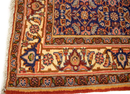 Handmade Vintage Oriental Rug 4X5 Ft Rust Orange