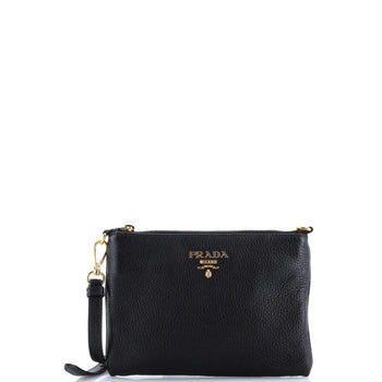 Prada Flat Zip Crossbody Bag Vitello Daino Mini