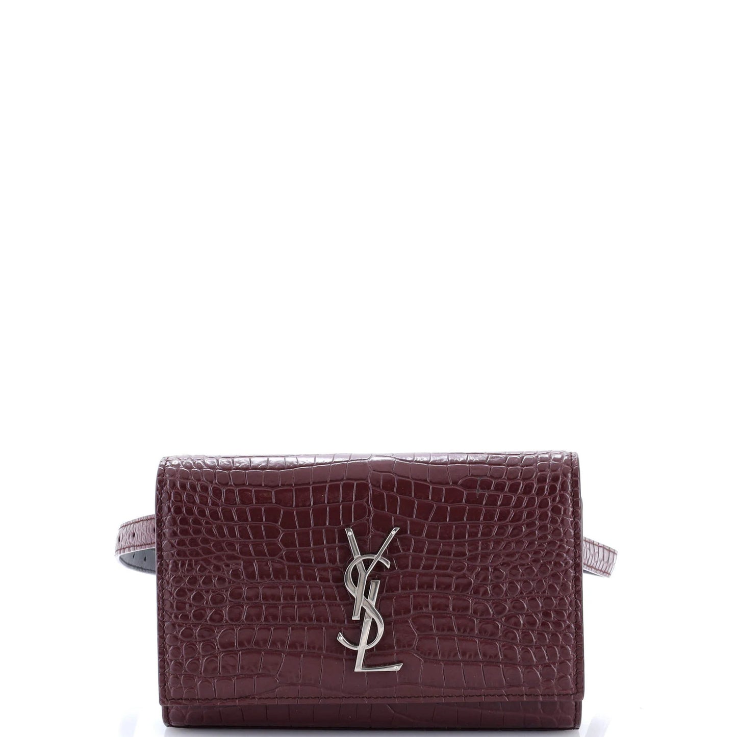 Saint Laurent Classic Monogram Kate Belt Bag Crocodile Embossed Leather