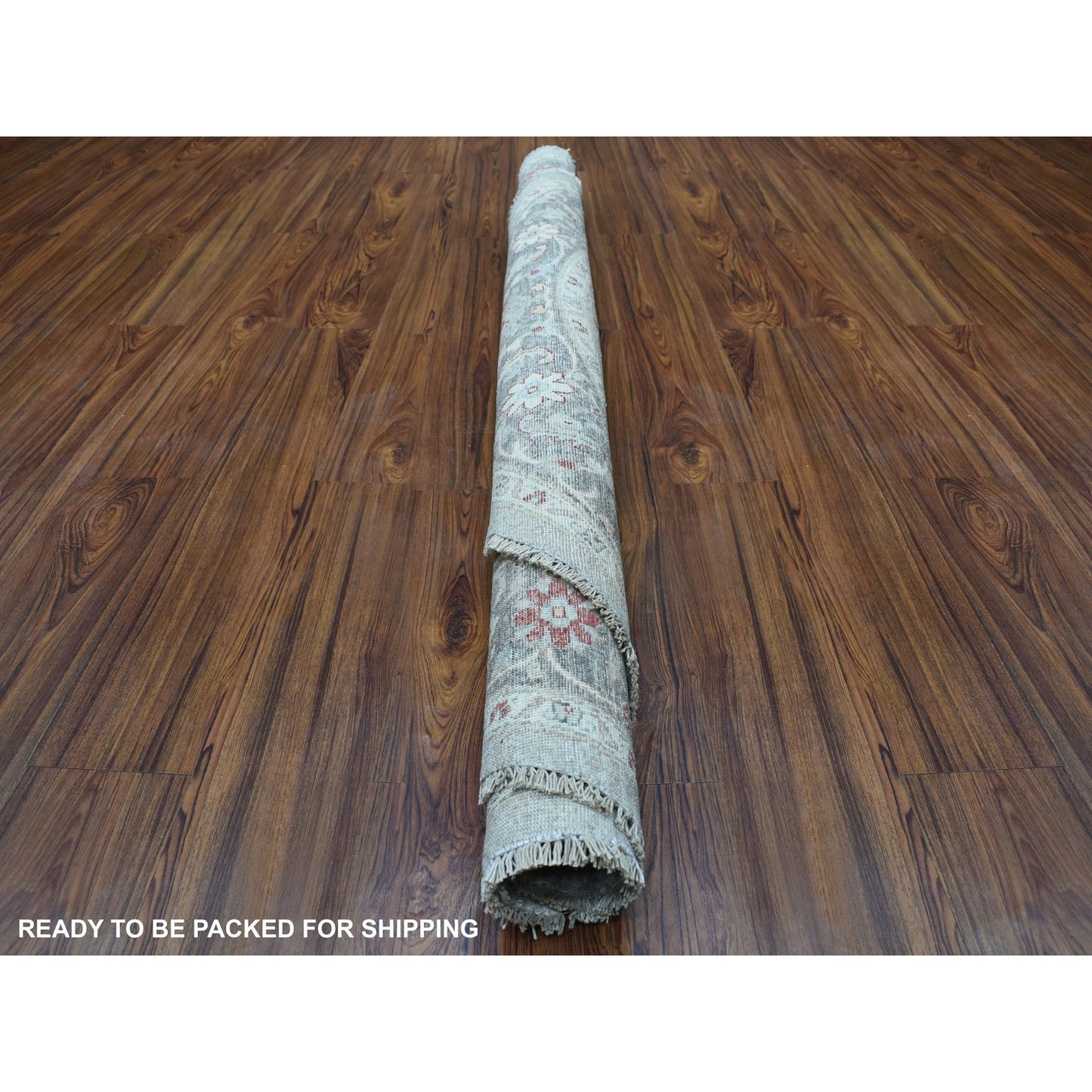 5'9"X5'9" Gray Peshawar With Heriz Vibrant Wool Round Hand Knotted Rug