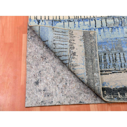 9'X12'5" Gray Brick Design Pure Wool Hand Knotted Oriental Rug