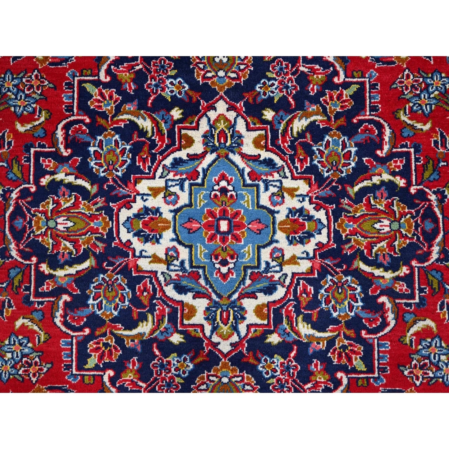 9'5"X13' Red Hand Knotted Wool Vintage Zoroastrian Kishoon Secured Rug