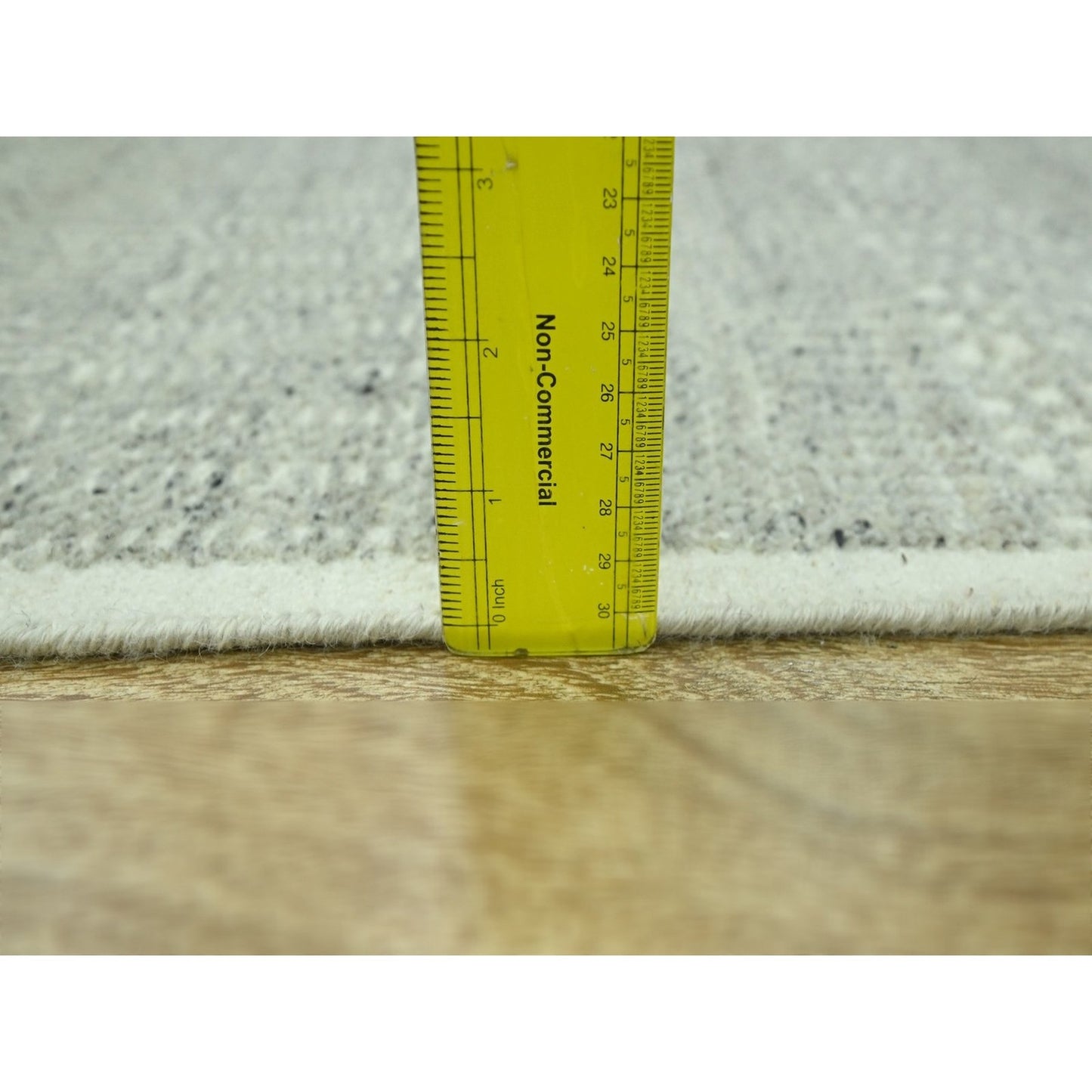 Runner 2'7"x12'1" Gray Hand Knotted Rug Oxidized Grass Design Wool