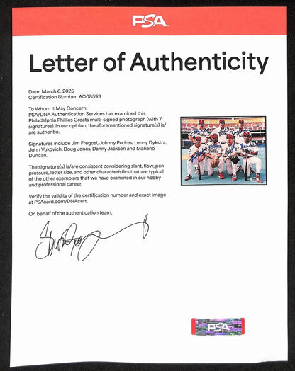 1994 Phillies All Stars/Coaches Multi Signed (7) 8X10 Photo  Psa/Dna Loa 196036