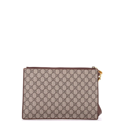 Gucci Courrier Pouch Gg Coated Canvas With Applique