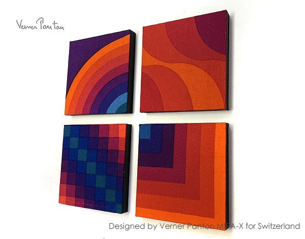 Verner Panton Mira X Kurven Wave 4Sets Original Cloth Wall Art Board Mid Century