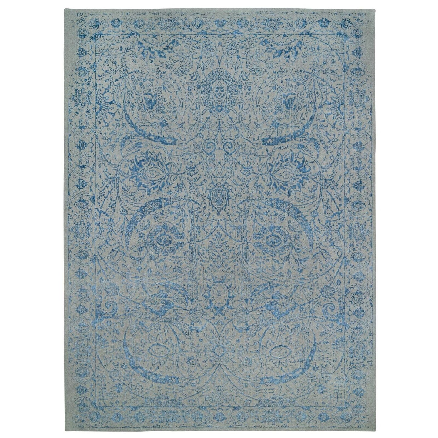 11'10"X18' Gray Fine Jacquard Hand Loomed Wool And Silk Oversized Rug