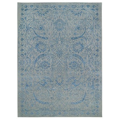 11'10"X18' Gray Fine Jacquard Hand Loomed Wool And Silk Oversized Rug