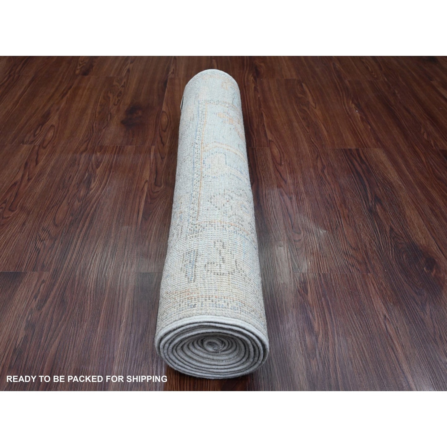 2'8"X9'8" Gray Hand Knotted Angora Oushak Tree Design All Wool Runner Rug