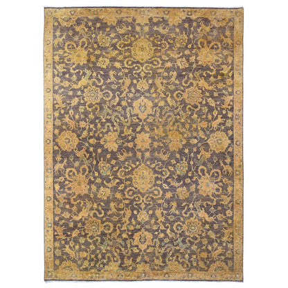 8'6"X11'10" Brown Peshawar Ziegler Mahal Hand Knotted Wool Oriental Rug