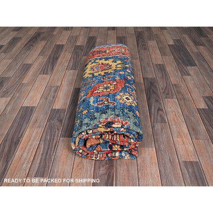 6'2"X9' Blue Aryana Grade All Over Design Pure Wool Hand Knotted Rug