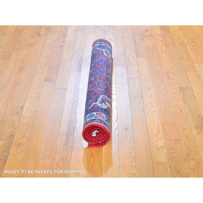 3'6"X5' New Farsian Amadan Small Flower Medallion Wool Hand Knotted Rug