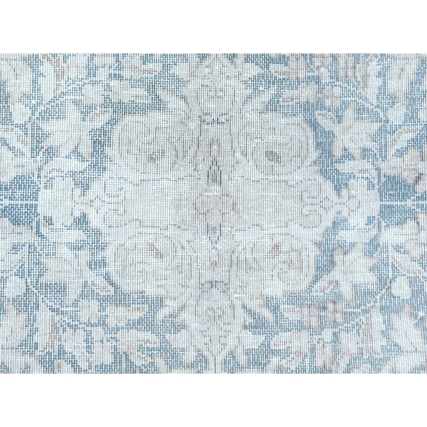 9'X12' Blue Worn Wool Hand Knotted Distressed Old Farsian Karman Rug