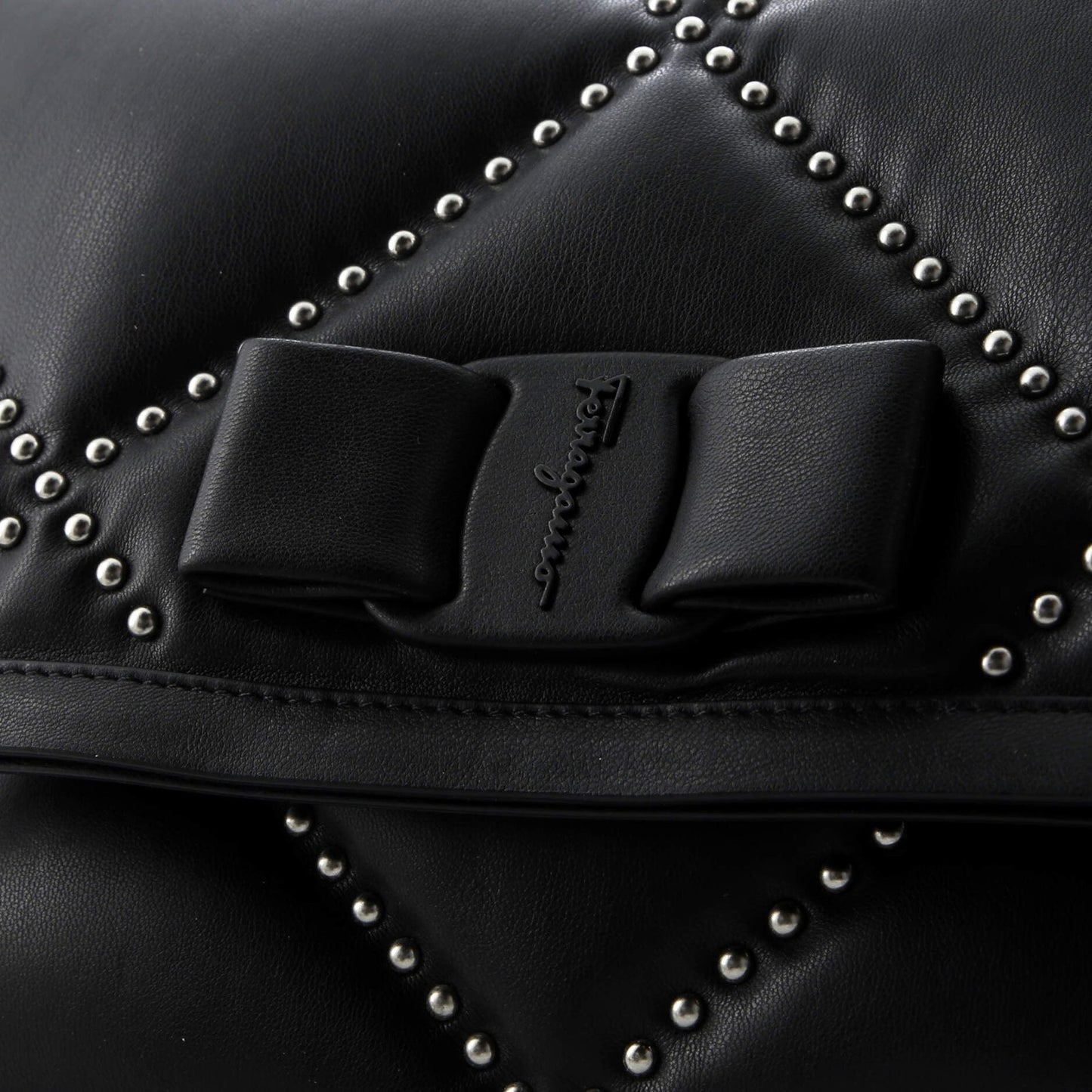 Salvatore Ferragamo Viva Bow Flap Bag Studded Leather Small