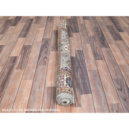 4'X6' Dolphin Gray Afghan Super Kazak Geometric Elements Oriental Rug
