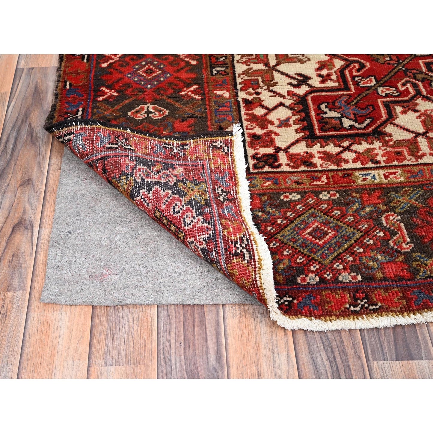 7'10"X11'10" Bills Red Heris Zoroastrian Hand Knotted Wool Oriental Rug