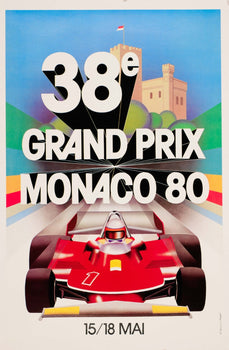 Monaco Grand Prix 1980 By J Grognet Vintage Poster  In Excellent Condition