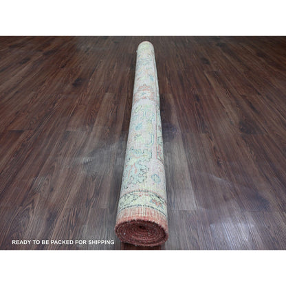 6'X8'9" Crimson Red Afghan Angora Oushak Hand Knotted Wool Oriental Rug