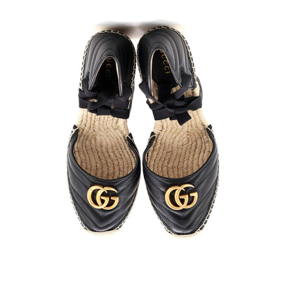 Gucci Women'S Gg Marmont Wedge Espadrilles Matelasse Leather