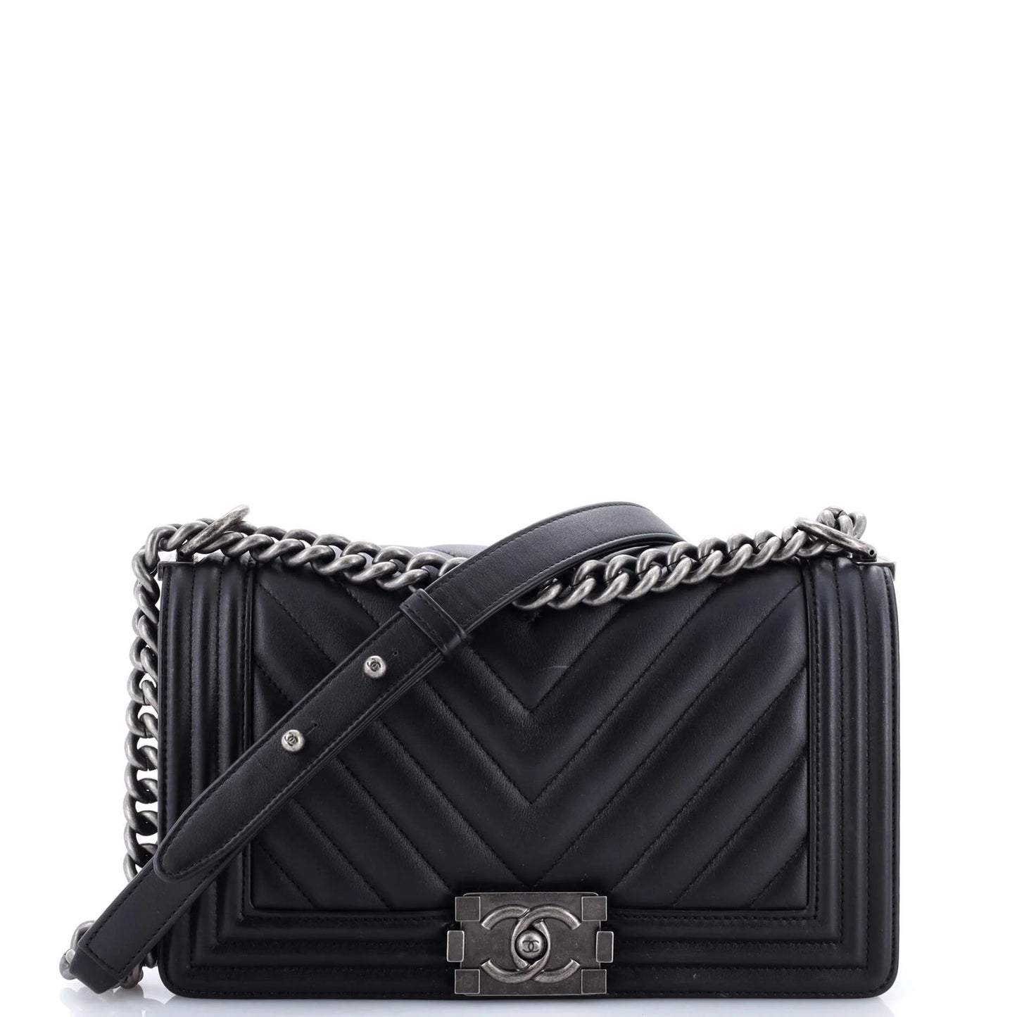 Chanel Boy Flap Bag Chevron Lambskin Old Medium