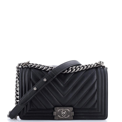 Chanel Boy Flap Bag Chevron Lambskin Old Medium