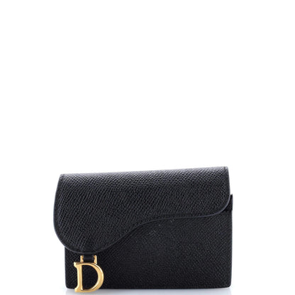 Christian Dior Saddle Lotus Wallet Leather Mini