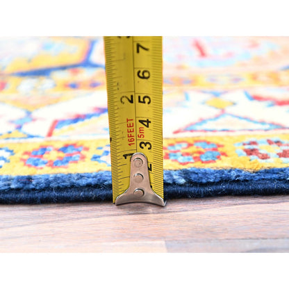 2'7"X9'6" Blue Afghan Special Kazak Hand Knotted Wool Wide Runner Rug