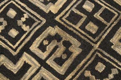 Hand-Tufted Dark Gray Geometric Rug Modern Area