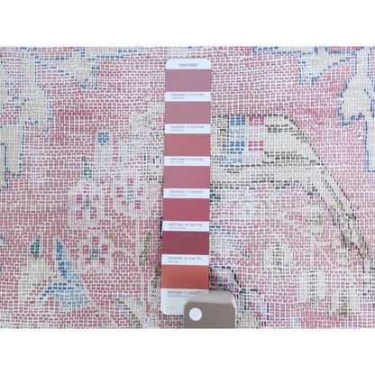 1'10'X3'4" Red Vintage Farsian Karman Clean Hand Knotted Pure Wool Rug