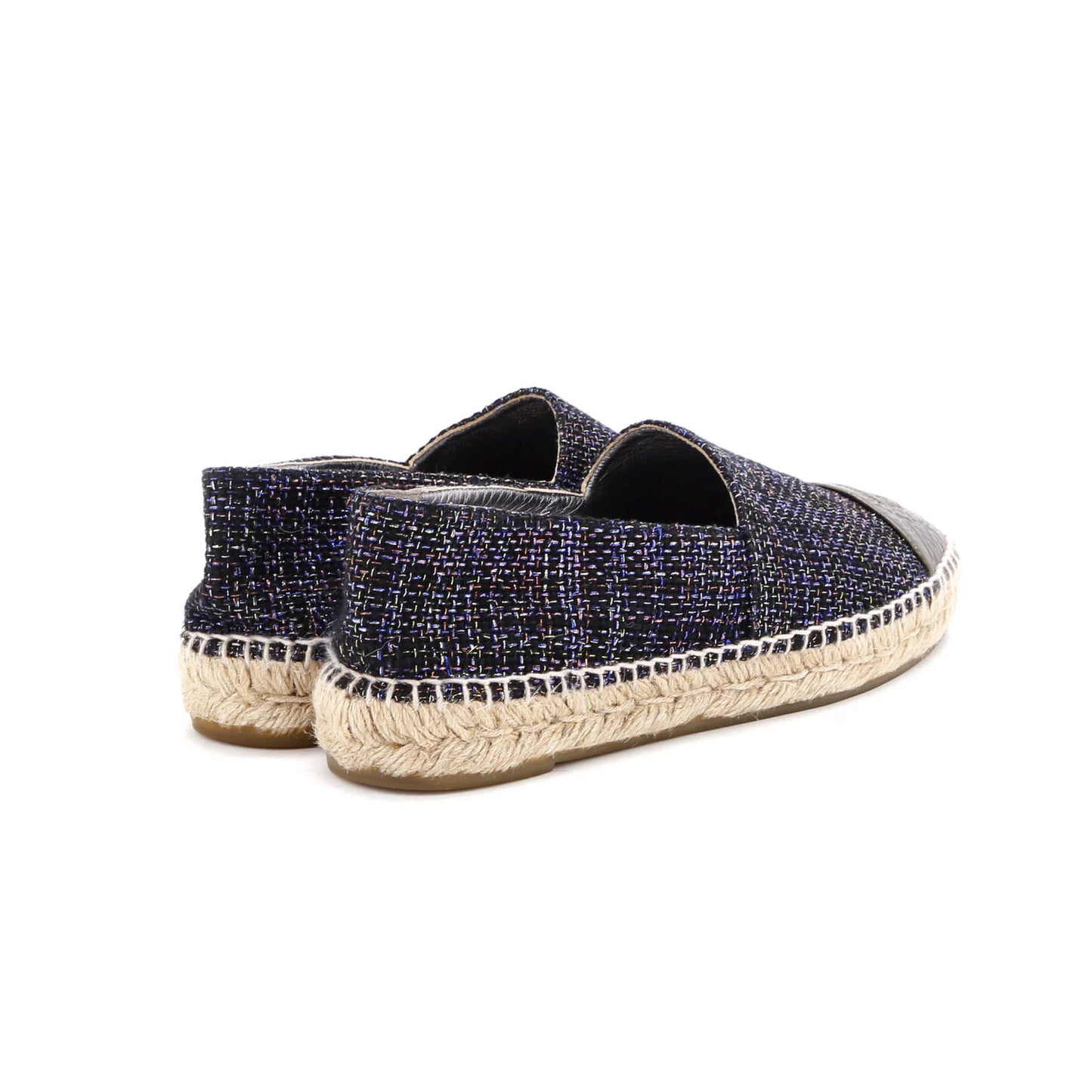 Chanel Women'S Cc Cap Toe Espadrilles Tweed With Leather