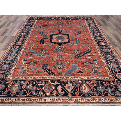 8'1"X10' Rust Red Antique Heris Design Hand Knotted High Mountain Wool Rug