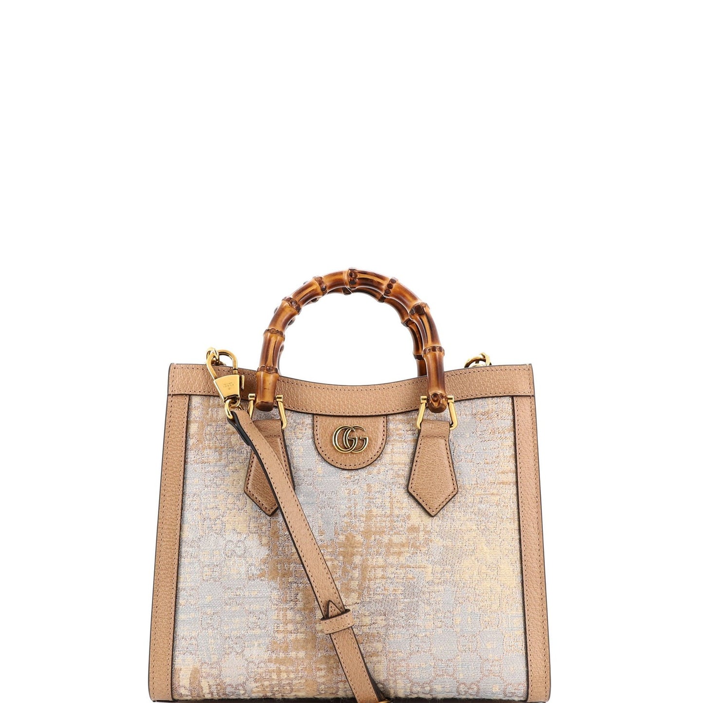 Gucci Diana Nm Bamboo Handle Tote Nishijin Gg Silk Textile And Leather Small