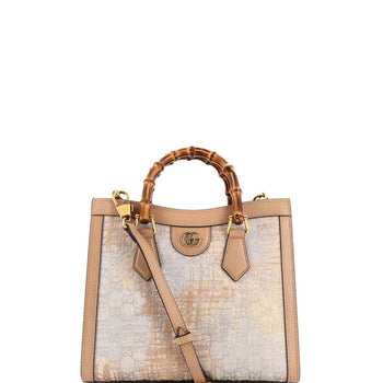 Gucci Diana Nm Bamboo Handle Tote Nishijin Gg Silk Textile And Leather Small