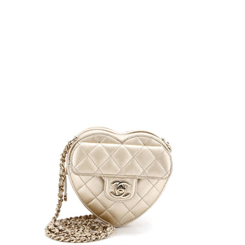 Chanel Cc In Love Heart Clutch With Chain Quilted Lambskin